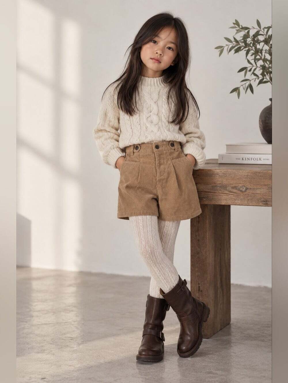 Zara Girls Size 7 Tan Corduroy Pleated Shorts High Waist Academia